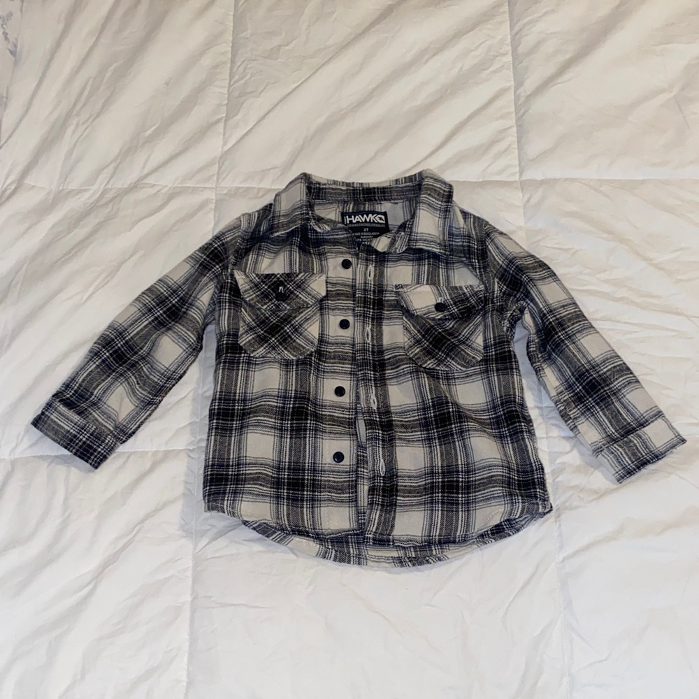 Tony Hawk Kids Plaid Button Down Shirt - Black and White